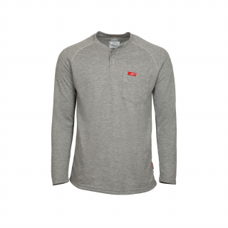 Lapco Flame-Resistant Raglan Sleeve Henley Grey T-Shirt 